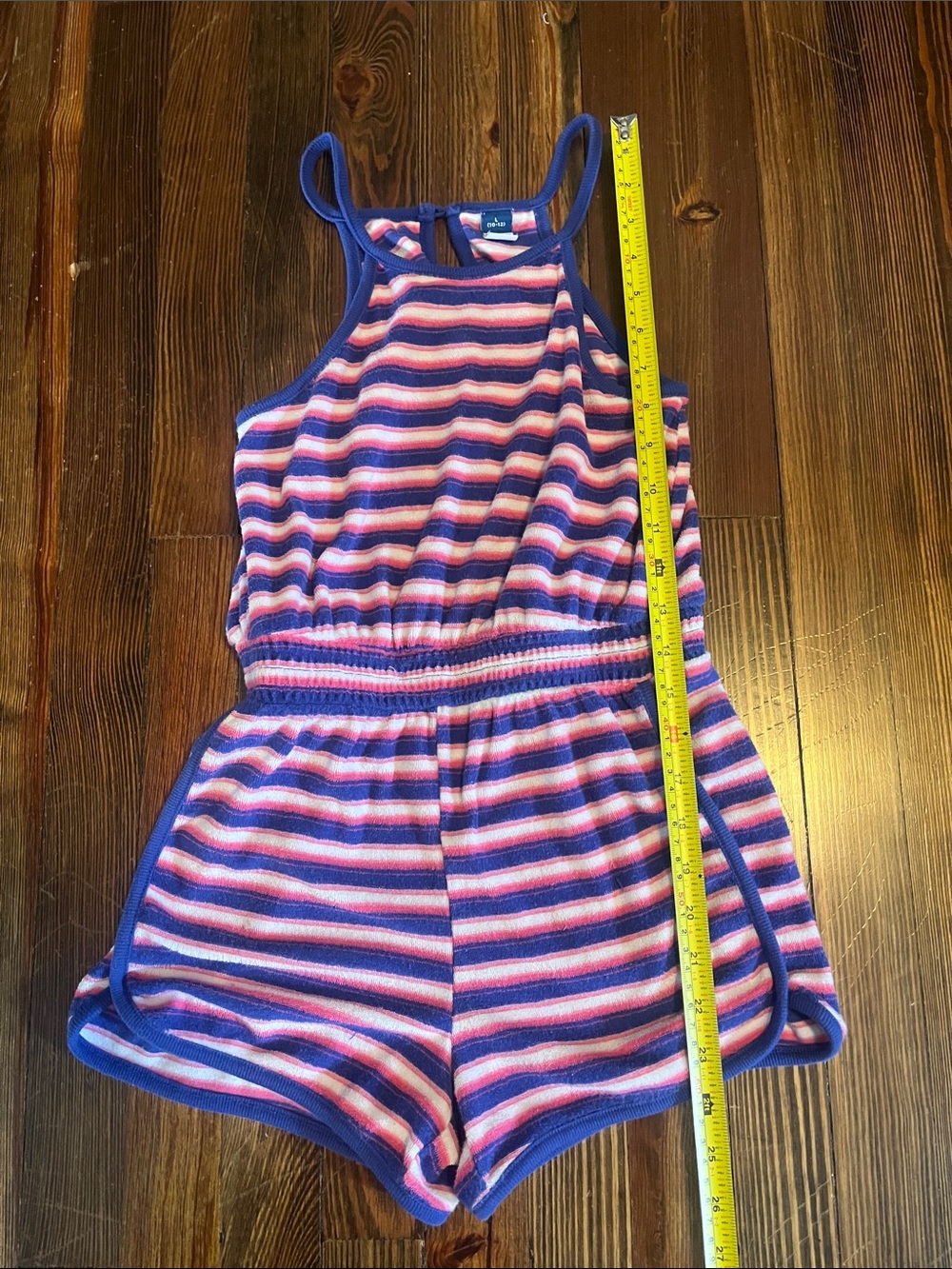 Old Navy Blue & Pink Striped Girls' Knit Romper